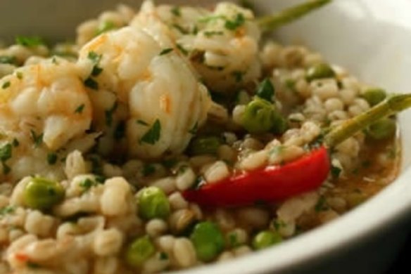 Prawn and barley stew