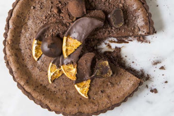 Dark chocolate and orange tart.