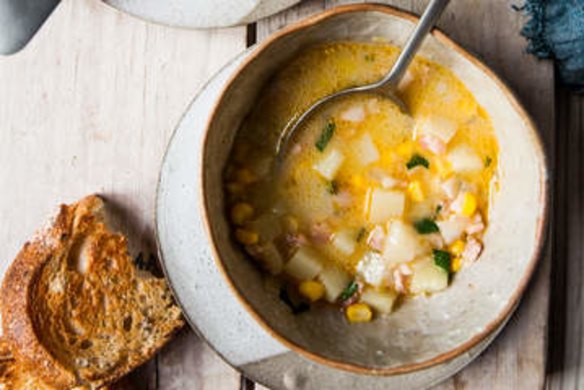 Soup picture from Vicki Liley Potato, corn, bacon chowder