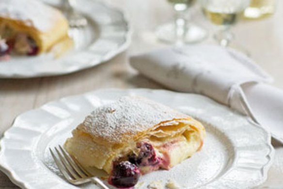 Cherry and cream cheese strudel.