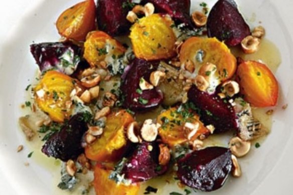 Roast beetroot and hazelnuts with gorgonzola