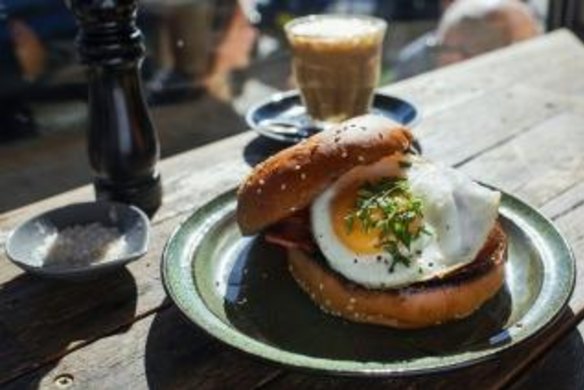 Bacon and egg butty at The Little Kitchen, Coogee