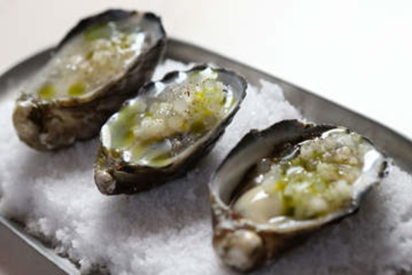 MELBOURNE, AUSTRALIA - APRIL 23:  The oysters on the half shell served at   Bar Clarine in Fitzroy on April 23, 2015 in Melbourne, Australia.  (Photo by Pat Scala/Fairfax Media)