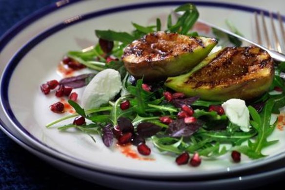 Woolwich, Sydney. Lynne Mullins food for GL. Pic shows.... Warm fig and pomegranate salad. (May 15)Photo: Quentin Jones. 23 April 2012.