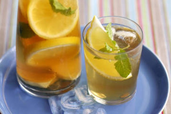 Iced lemon and ginger drink.