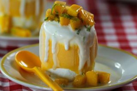 Mango and coconut vacherin.