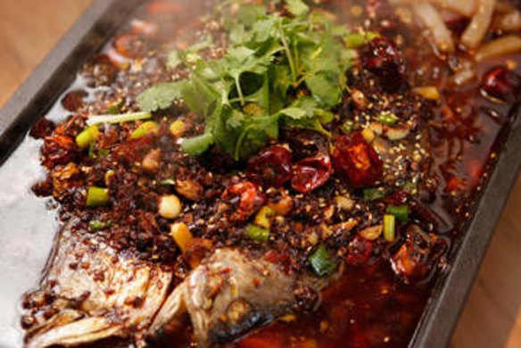 Barramundi with chilli, Sichuan pepper and cumin.