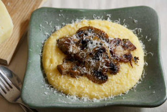 Soft polenta with mushrooms.