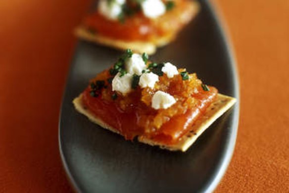 Salmon Sashimi with soy, ginger and shallot dressing.