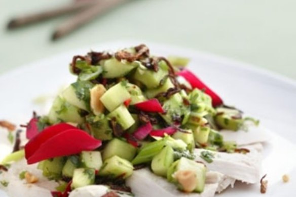 Thai rose-petal and cucumber salad