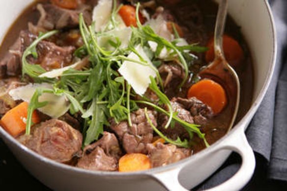 Lamb ragu with pecorino and rocket.