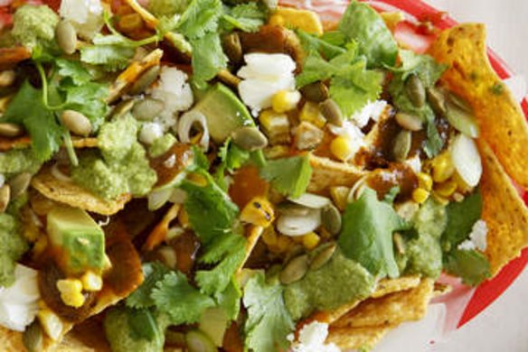 Frank Camorra: Nachos with feta and pepita sauce.