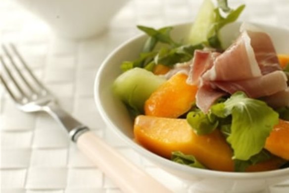 Apricot and prosciutto salad with cabernet sauvignon vinegar dressing