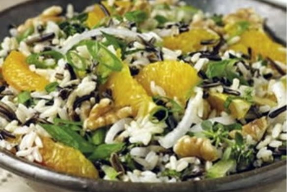 Wild rice and brown rice nut salad with citrus sauce