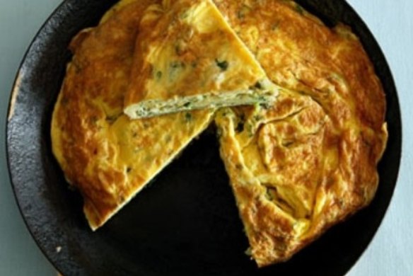 Spring herb and rocket frittata