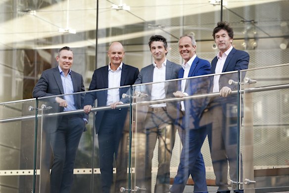 Jonathon Pearce, Justin Ryan, Alex Eady, Chris Hadley and Marcus Darville from Quadrant Private Equity. 