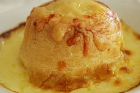 Double-baked gruyere souffle.