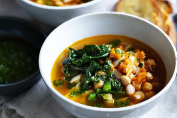 Neil Perry's minestrone with beans and chickpeas.