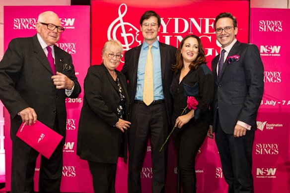 Sandra Chipchase, the chief executive of Destination NSW (second from left), pictured in 2016 at the launch of the ill-fated Sydney Sings festival. 