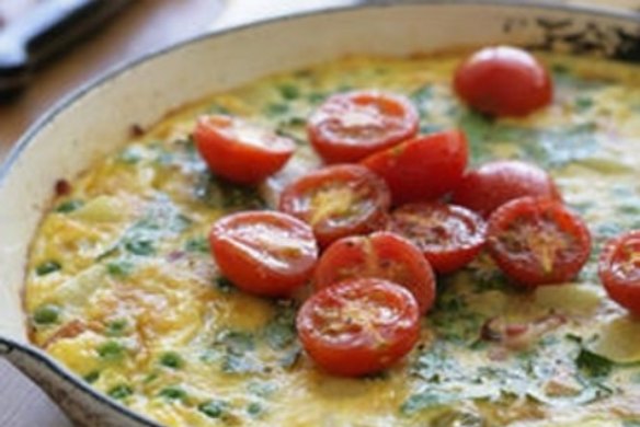 Potato, pea and bacon frittata