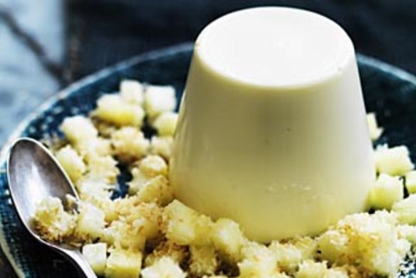 Coconut panna cotta with pineapple