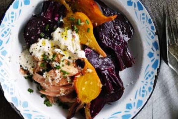 Smoked trout and beetroot salad with horseradish