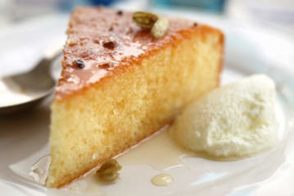 Sticky Greek lemon and yoghurt cake.