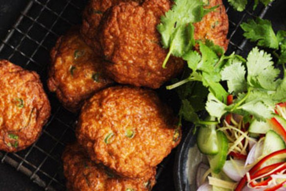 Thai fishcakes with cucumber relish.