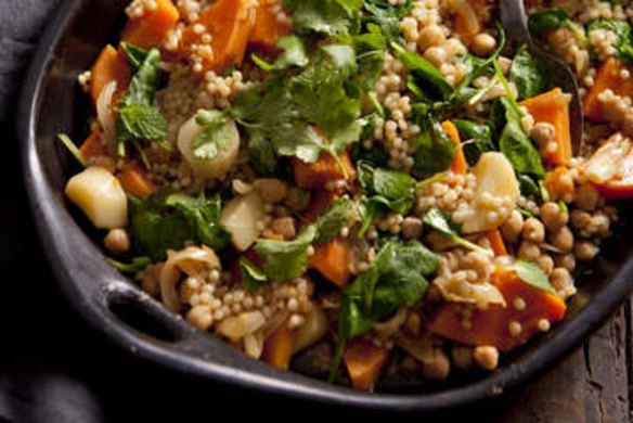 Braised sweet potato, pumpkin and parsnip with cous cous.