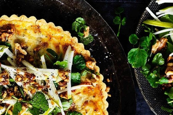 Winter side of pear, celeriac and walnut salad (right). 