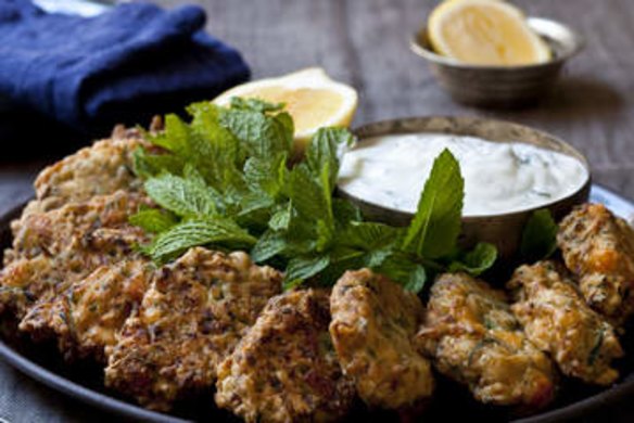 Haloumi and zucchini fritters.