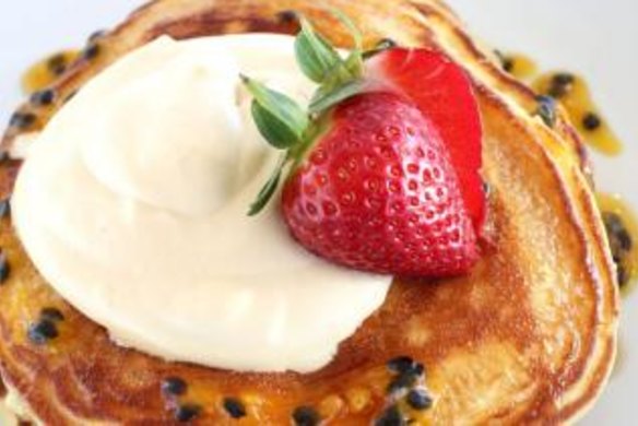Hearty fare: UTS Haberfield Rowing Club's banana and buttermilk pancakes.