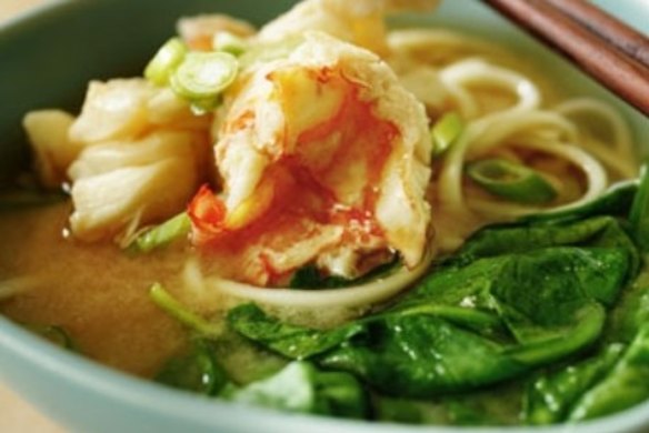 Lobster miso soup with spinach