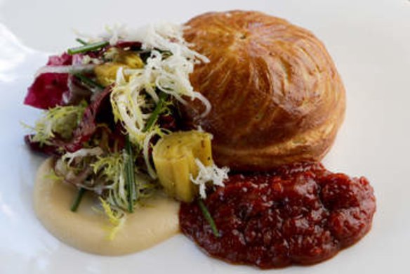 MELBOURNE, AUSTRALIA - MAY 01:  The roasted onion pie served at  Arbory Bar and Eatery on the Yarra River on May 1, 2015 in Melbourne, Australia.  (Photo by Wayne Taylor/Fairfax Media)