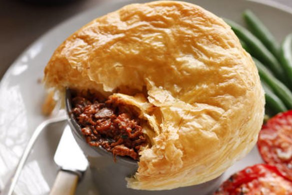 Beef and red wine pot pie.