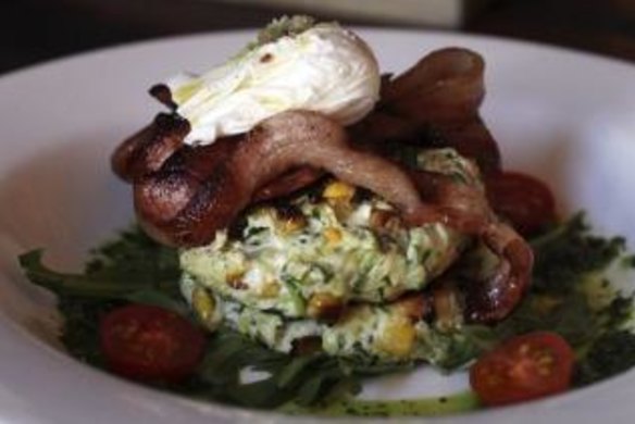 Zucchini, corn and ricotta fritters.