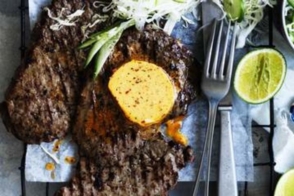 Minute-steak with chipotle butter and lime.