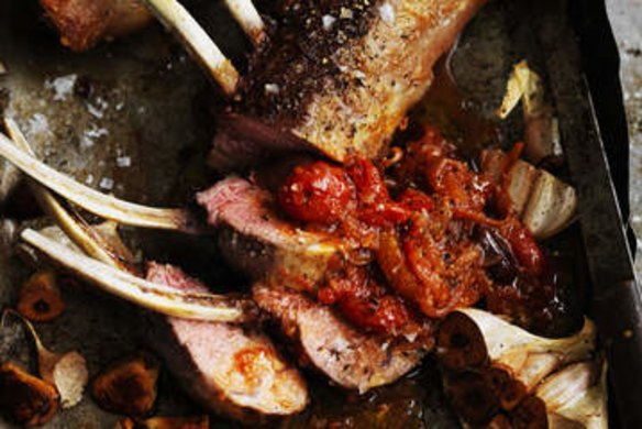 Roast lamb rack with peperonata.