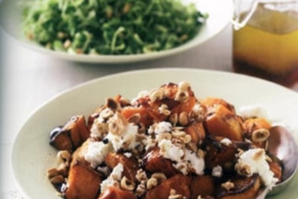 Pumpkin, roasted hazelnut and feta salad