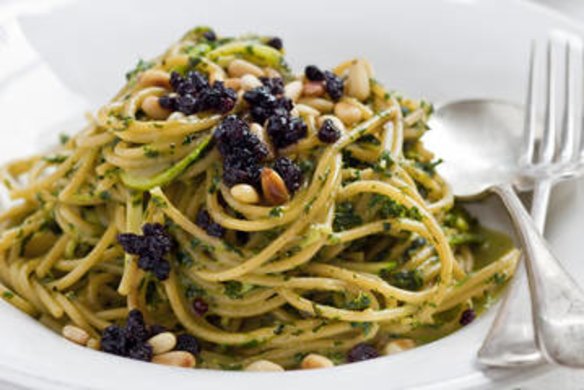 Karen Martini's spaghettini of zucchini, mint, pine nuts and pecorino.