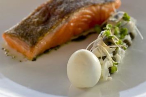 Confit ocean trout with egg, at the Lane Vineyard, Hahndorf. 