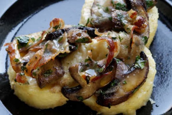 Roman gnocchi with mushrooms, pancetta and cheese.