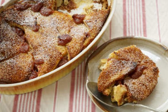 Quince bread and butter pudding.
