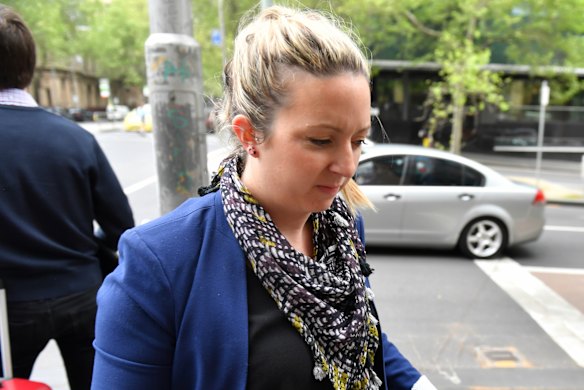 Jessie Scarlett-Rhodes arrives at court.