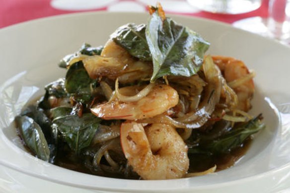 Prawn ginger and lemongrass stir-fry.