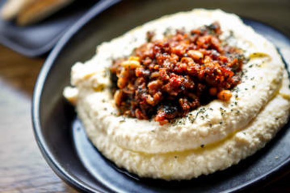 Hummus and spiced lamb at Herd in Healesville.