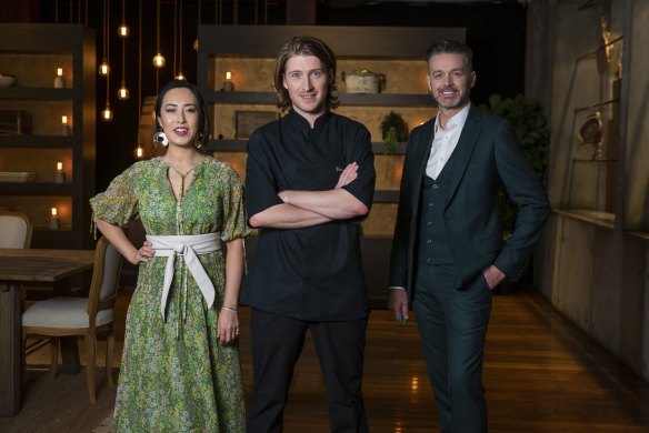 Melissa Leong, Hugh Allen and Jock Zonfrillo show off their pearly whites.