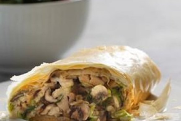 Chicken and filo strudel