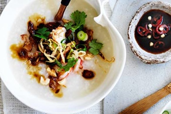 Prawn and ginger congee.