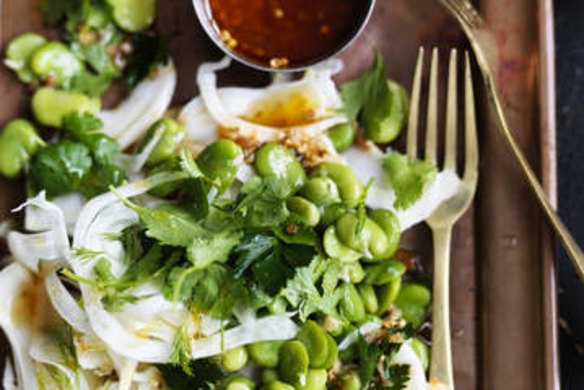 Broad bean and fennel salad.